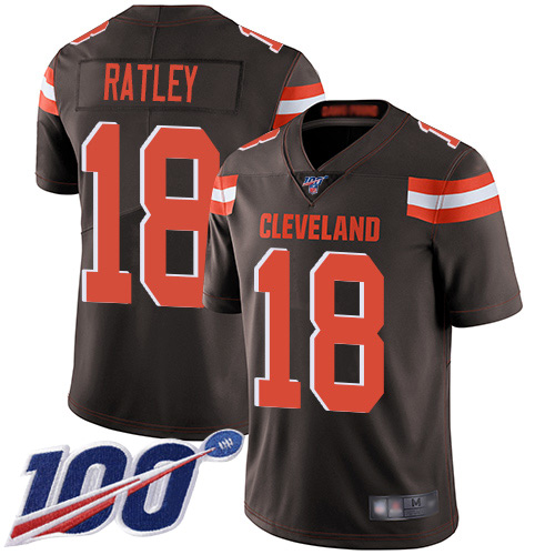 Cleveland Browns Damion Ratley Men Brown Limited Jersey 18 NFL Football Home 100th Season Vapor Untouchable